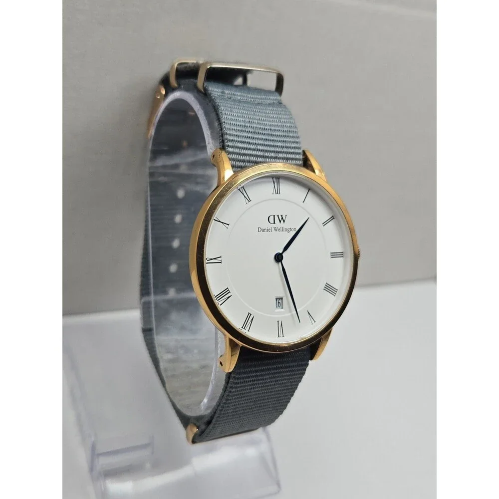Daniel Wellington Dapper B38R1 Rose Gold 38mm White Roman Date Watch New Battery